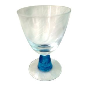 Vintage Denby Blue Jetty Water Goblet Blown Glass blue swirl  Stem replacement
